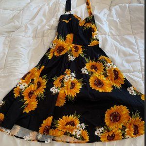 PRETTY VINTAGE DRESS sunflower size Small - corset laceup